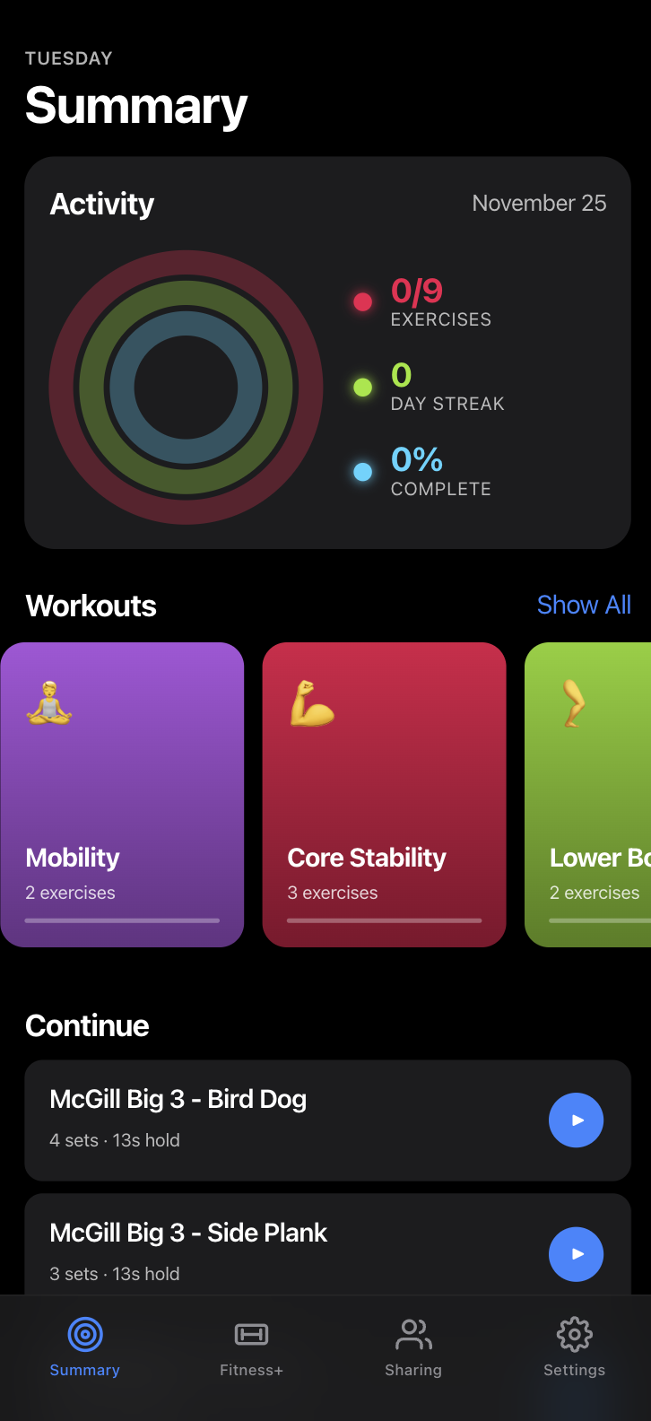 Opus 4.5 Dark Mode Home Screen